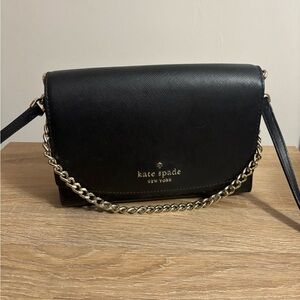 Kate Spade Black Crossbody with Gold Chain